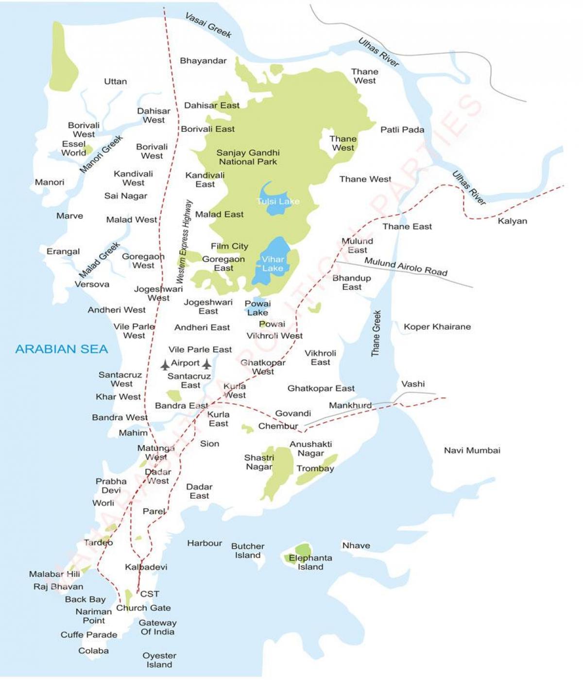 Mumbai-kertváros térképen