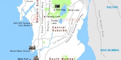 Térkép Mumbai turista helyek