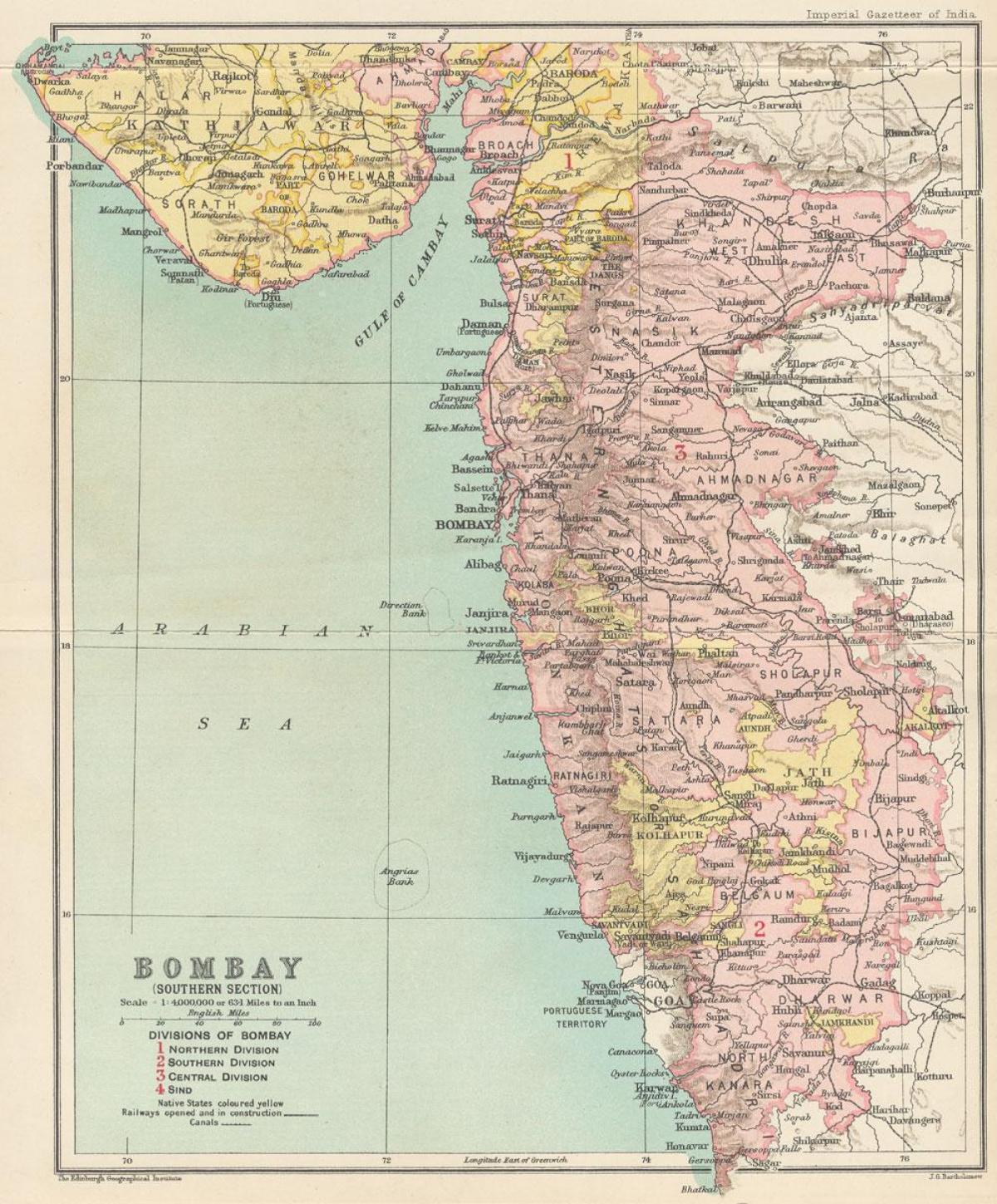 térkép Bombay elnökség