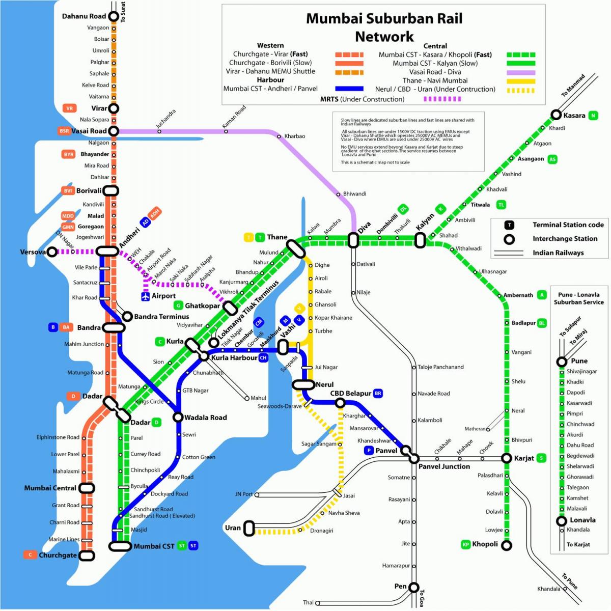 Bombay helyi vonat útvonal térkép