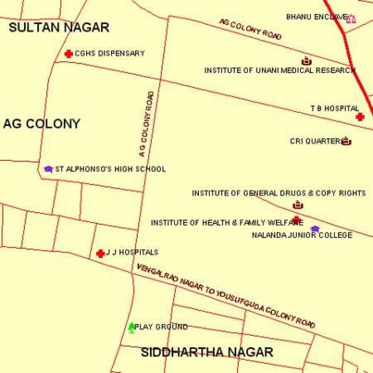 JJ Kórház Mumbai térkép