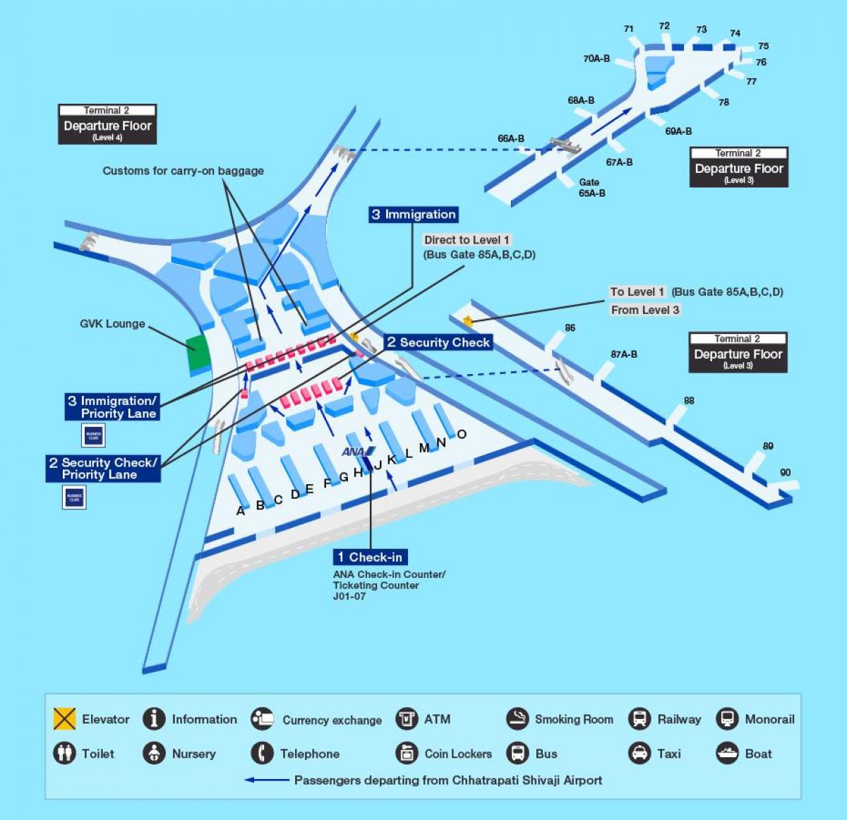 Mumbai international airport 2. terminál térkép