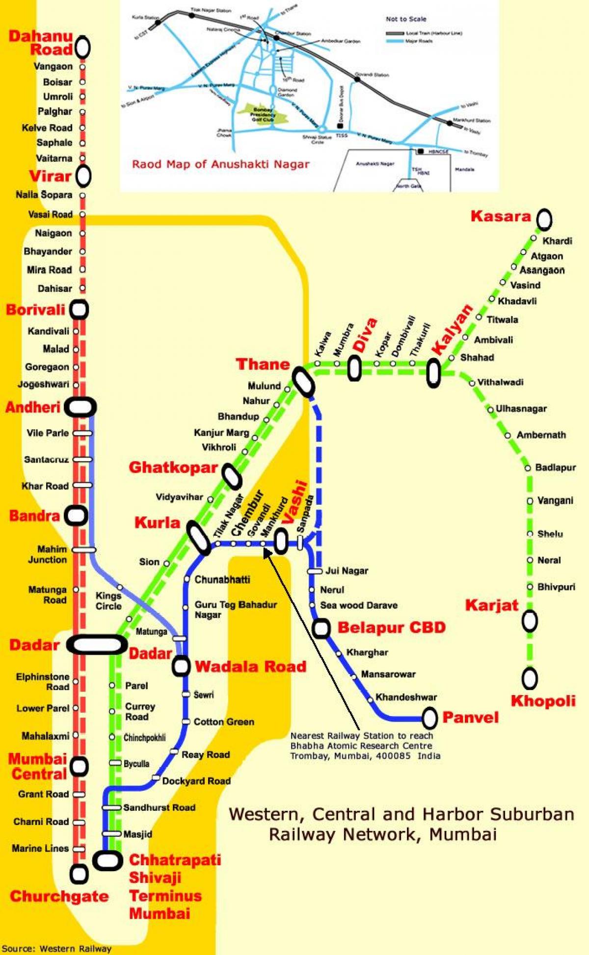 Mumbai központi vonal állomás térkép
