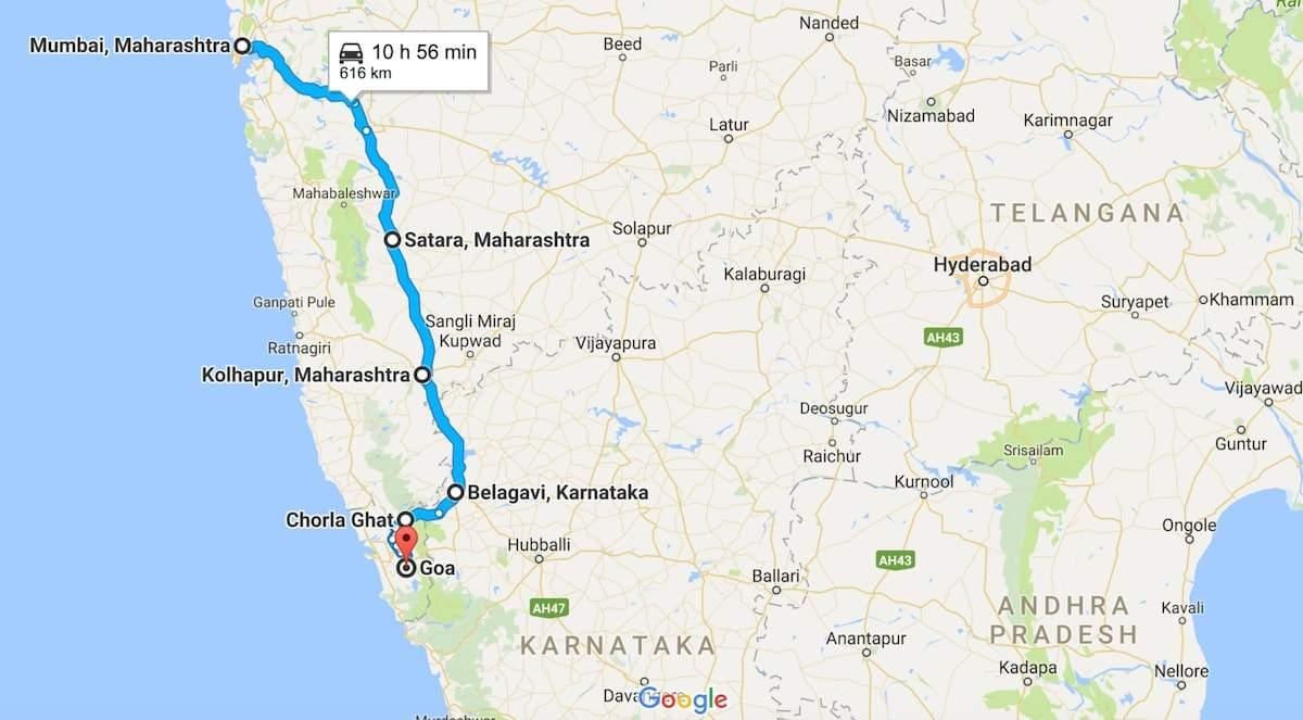 Mumbai, hogy a goa ' térkép