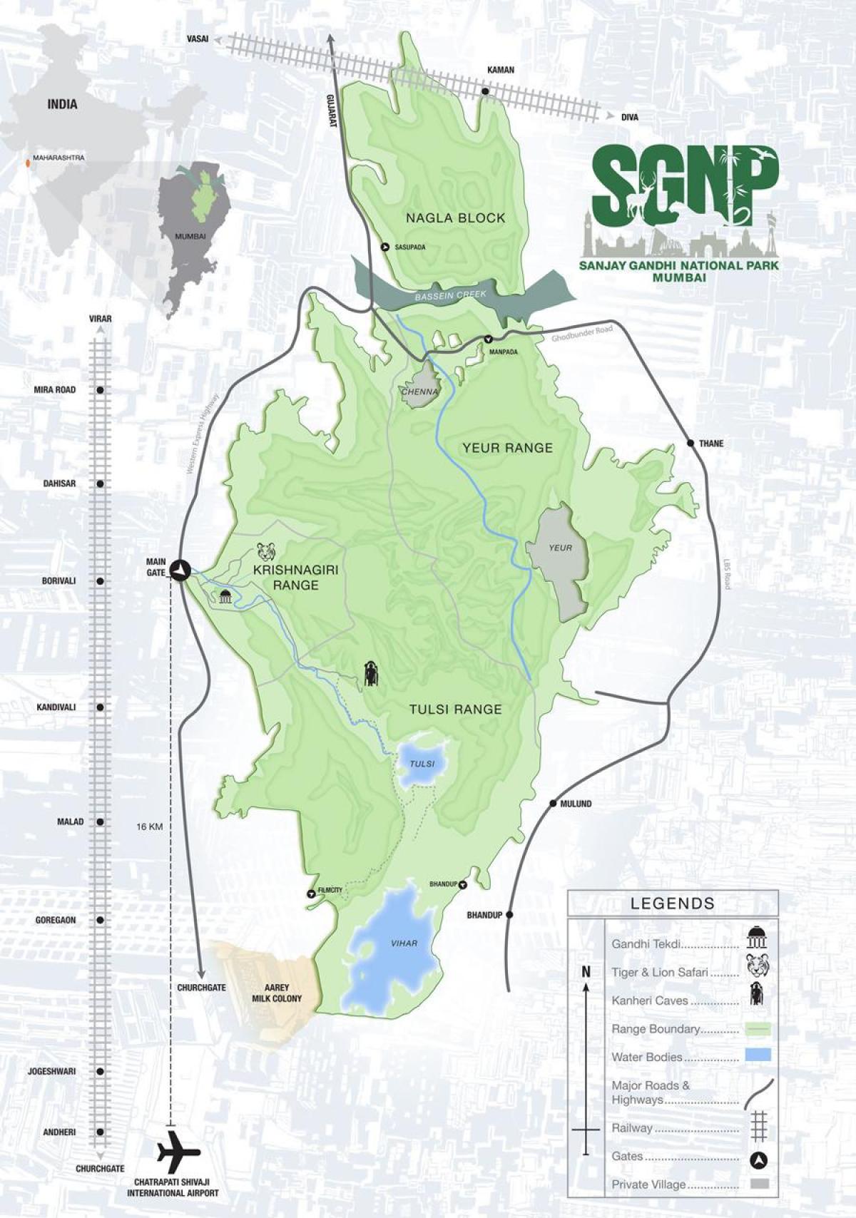 Borivali-ból nemzeti park térkép