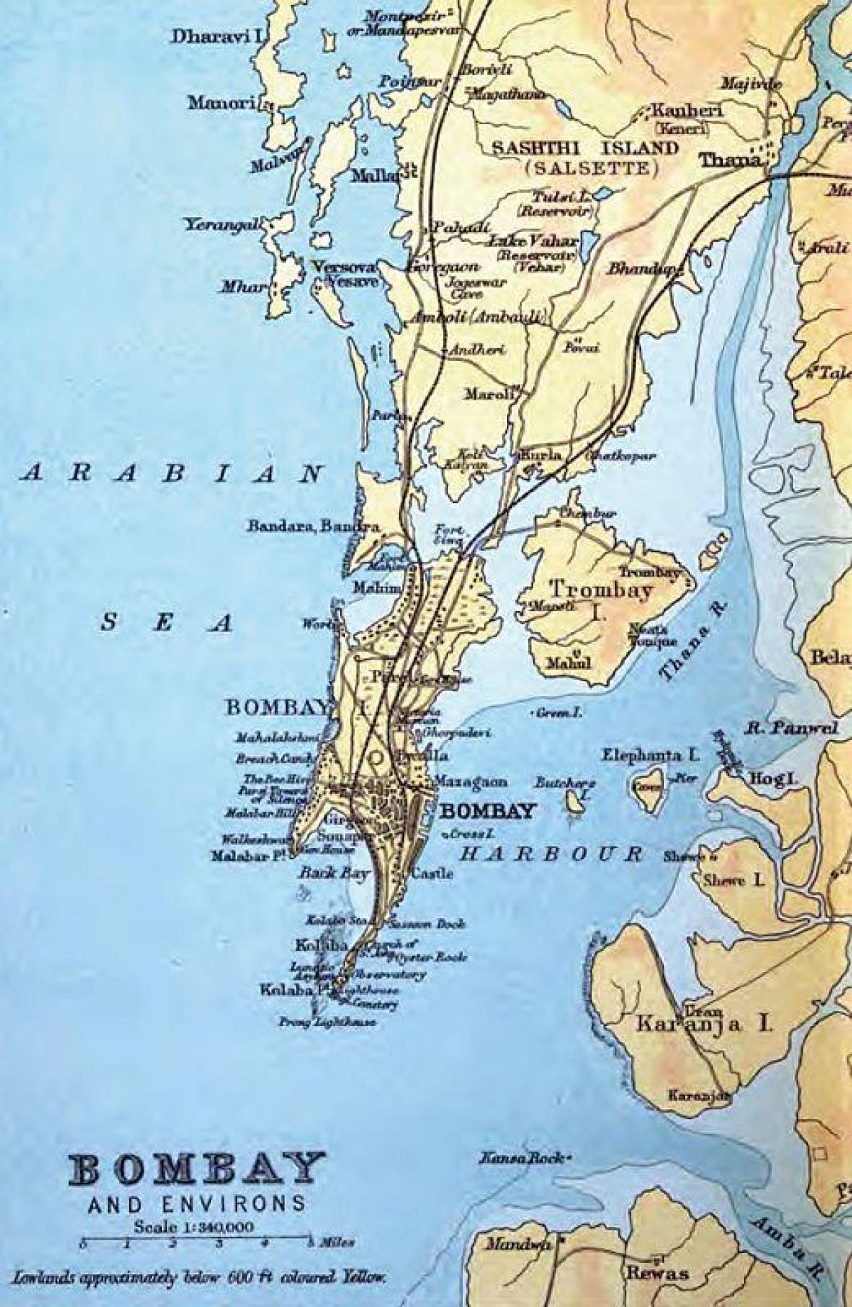 régi térkép Mumbai